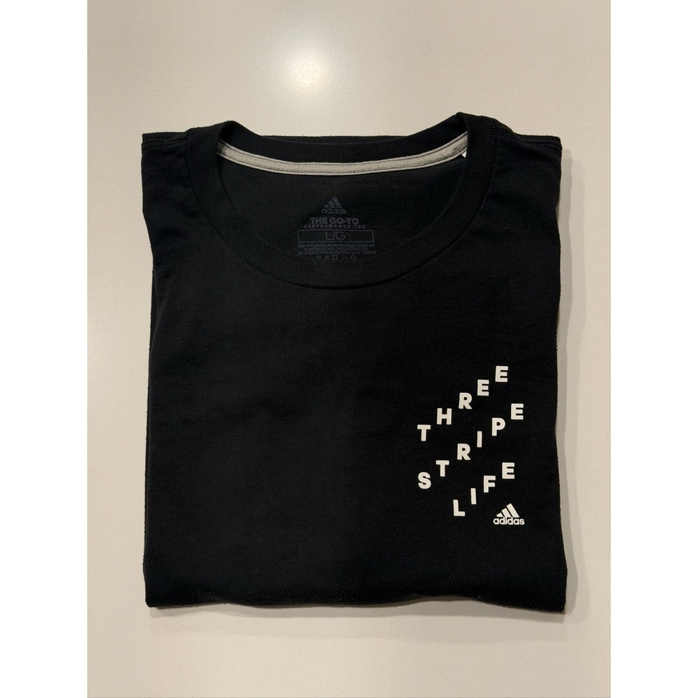 adidas The Go-To Performance Tee Mens L Black Climalite Graphic Shirt ATACAGL